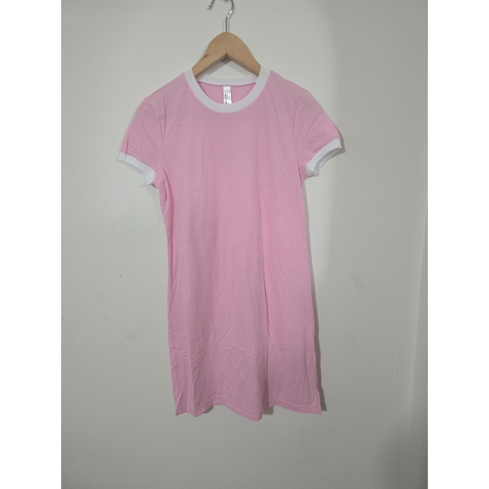 American Apparel Pink Ringer T-Shirt Dress 50/50 Collection Small NWOT